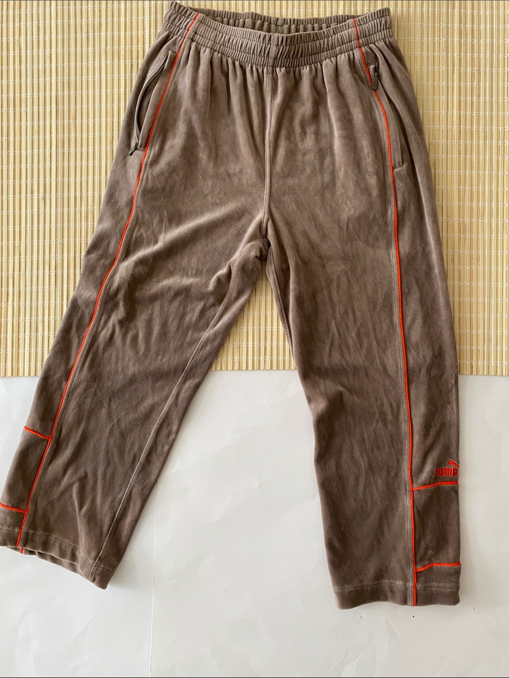Puma Brown Sweatpants with Orange Trim